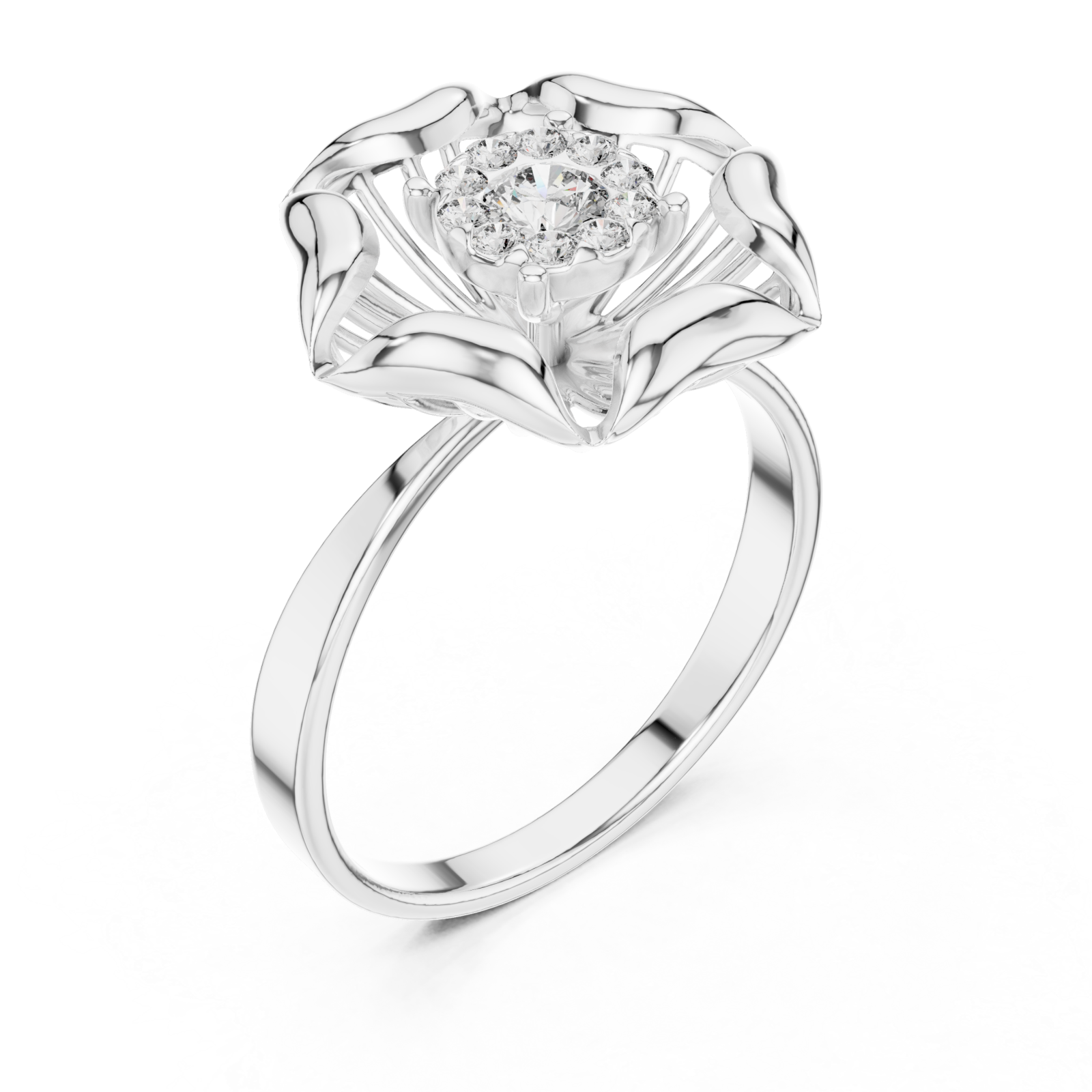  White Gold Graceful Bloom Inspired Ring Right View