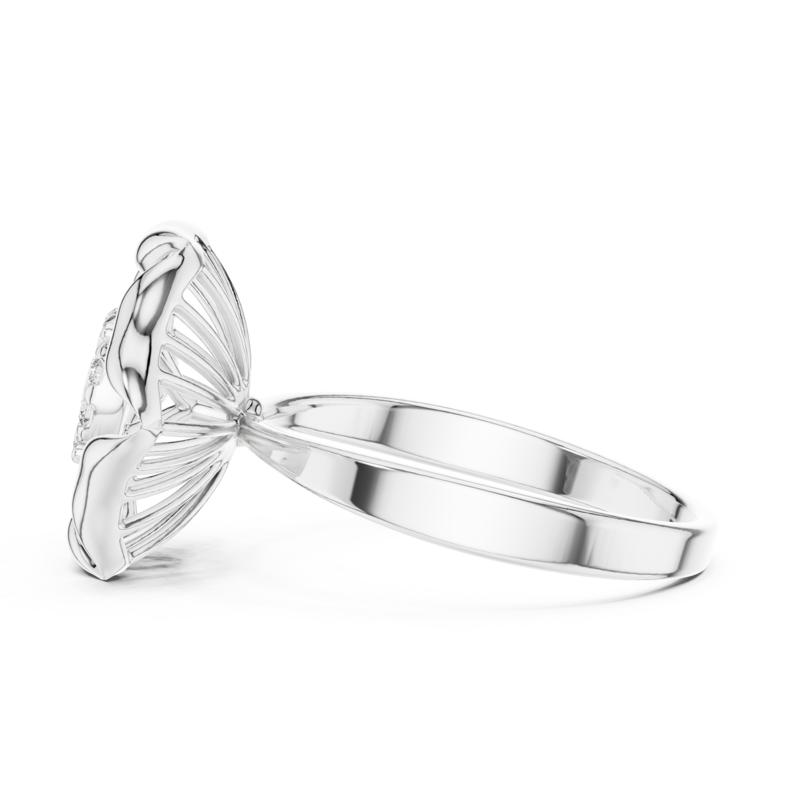  White Gold Graceful Bloom Inspired Ring Side View