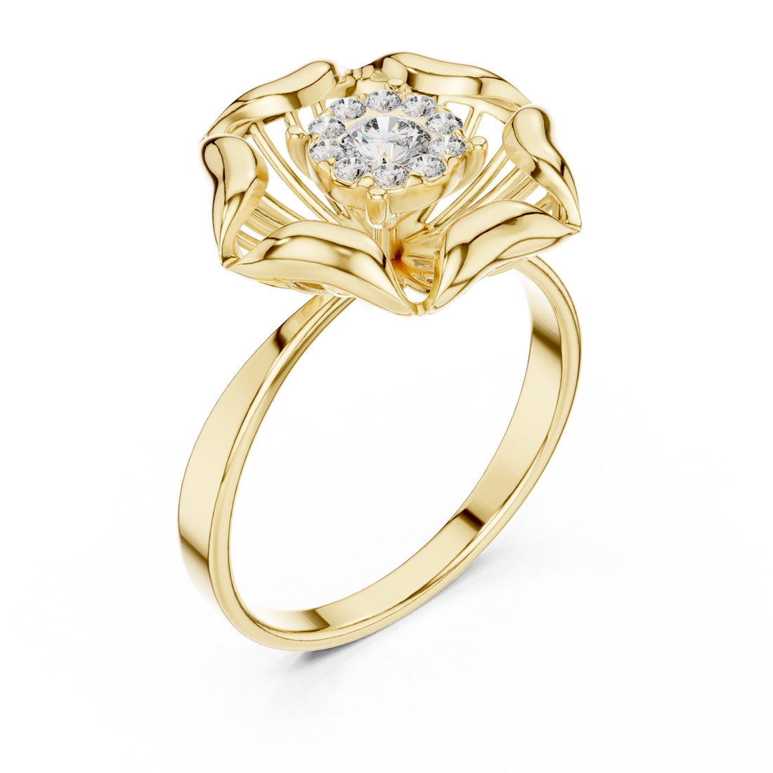 Gold Graceful Bloom Inspired Ring Right View