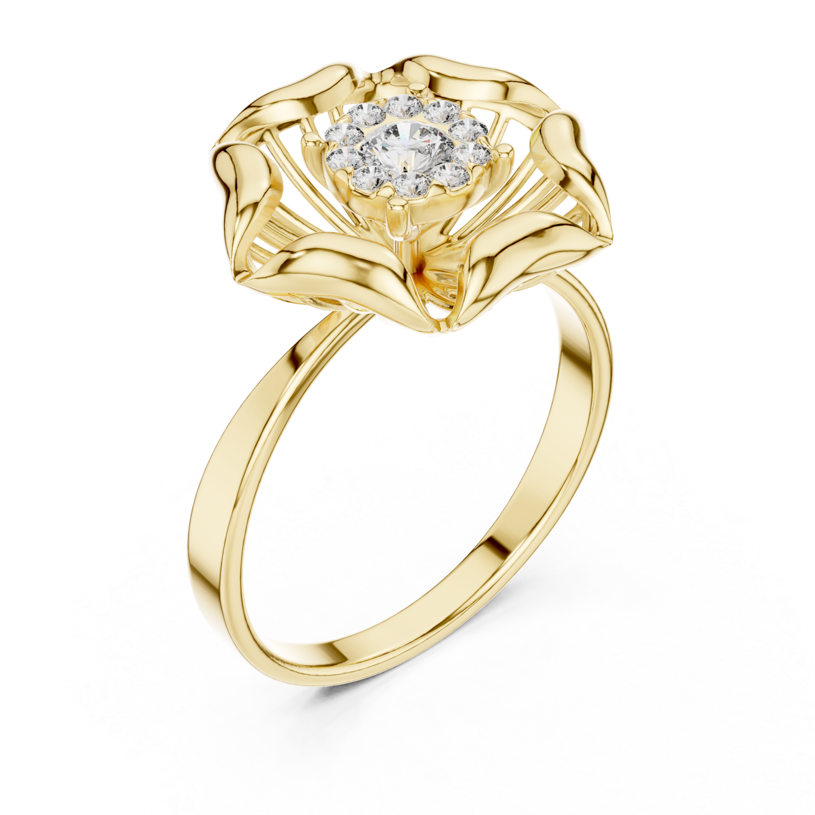 Gold Graceful Bloom Inspired Ring Right View