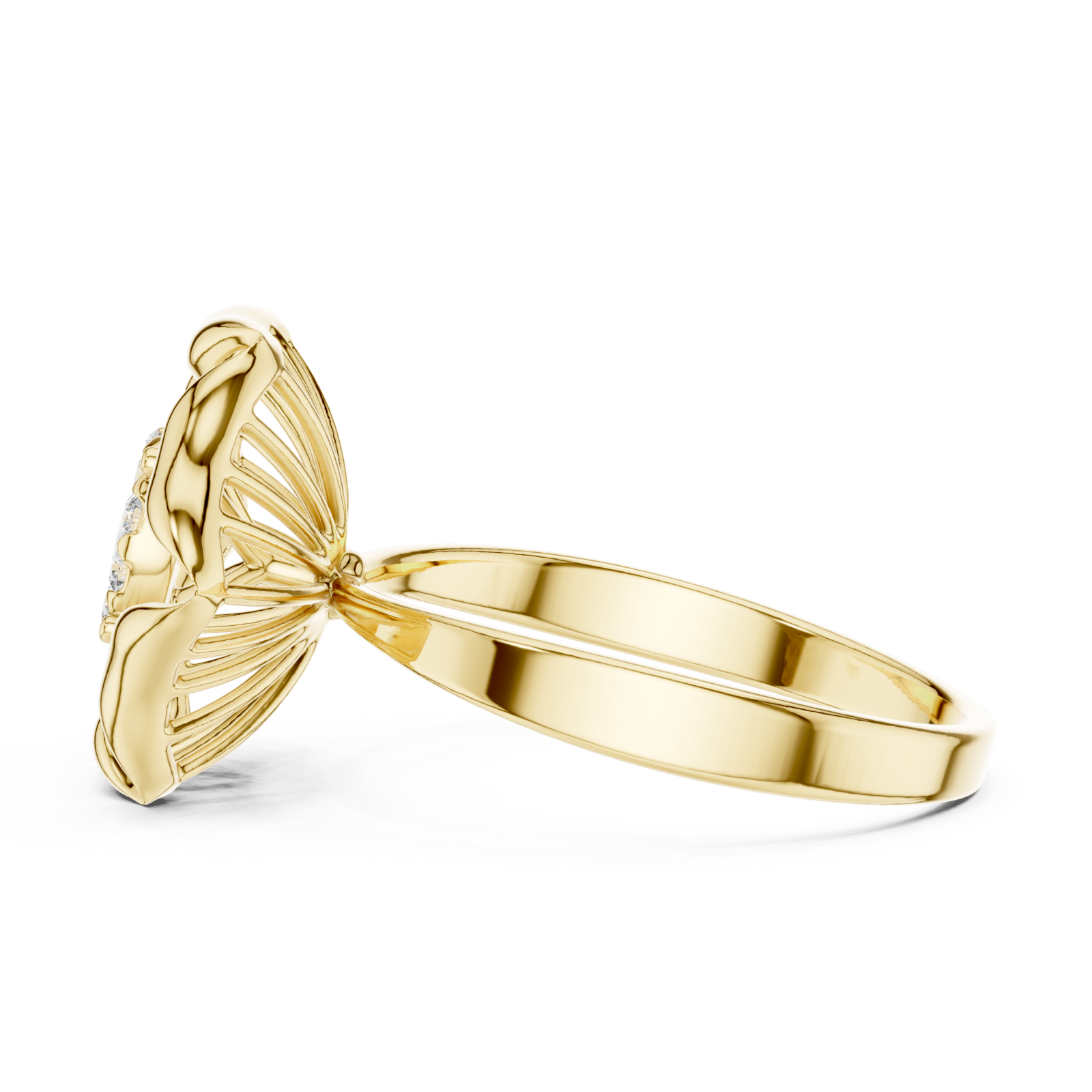  Gold Graceful Bloom Inspired Ring Side View