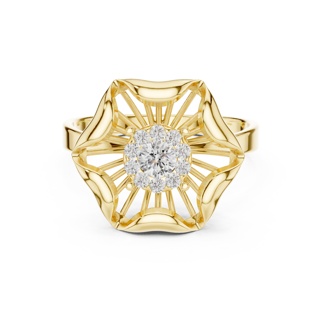 Gold Graceful Bloom Inspired Ring Right View