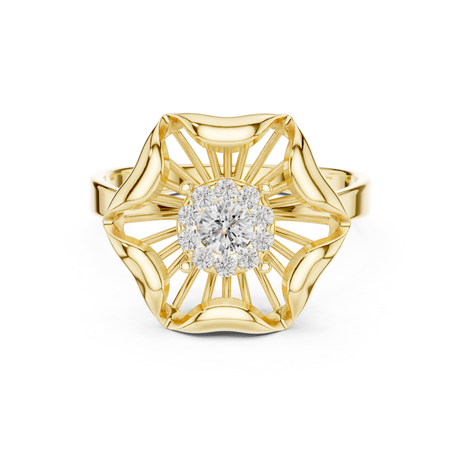  Gold Graceful Bloom Inspired Ring Front View