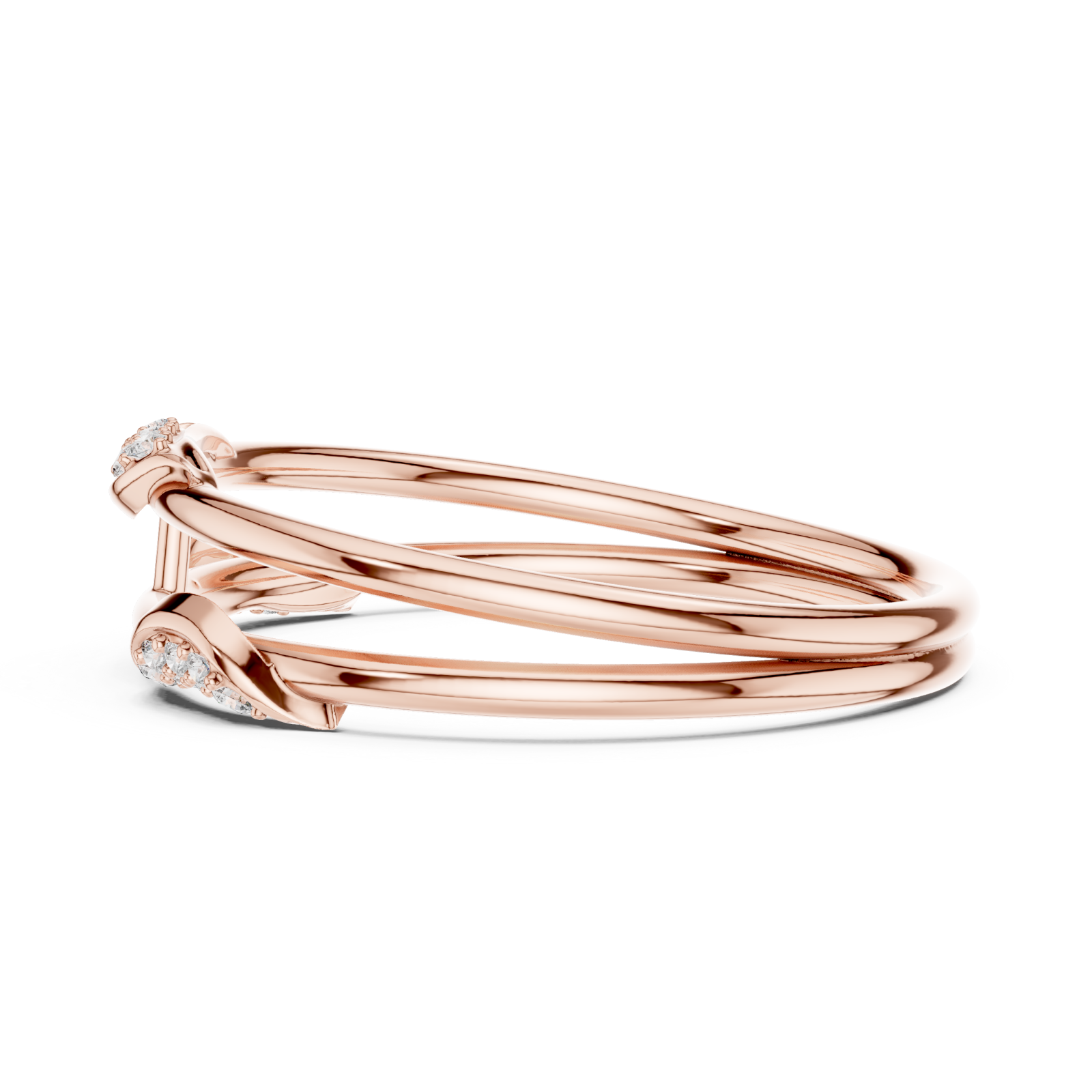  Rose Gold Eternal Harmony Duo Band Ring Side View