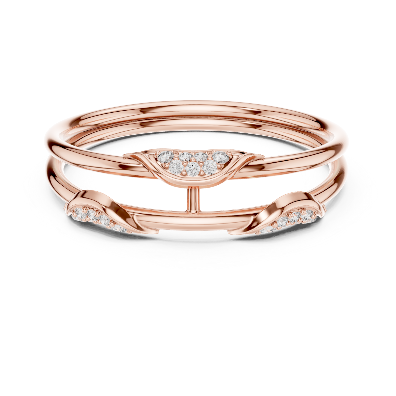  Rose Gold Eternal Harmony Duo Band Ring Front View