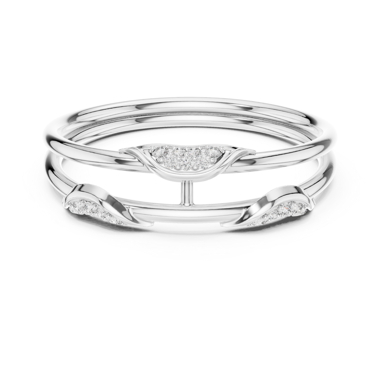  White Gold Eternal Harmony Duo Band Ring Front View