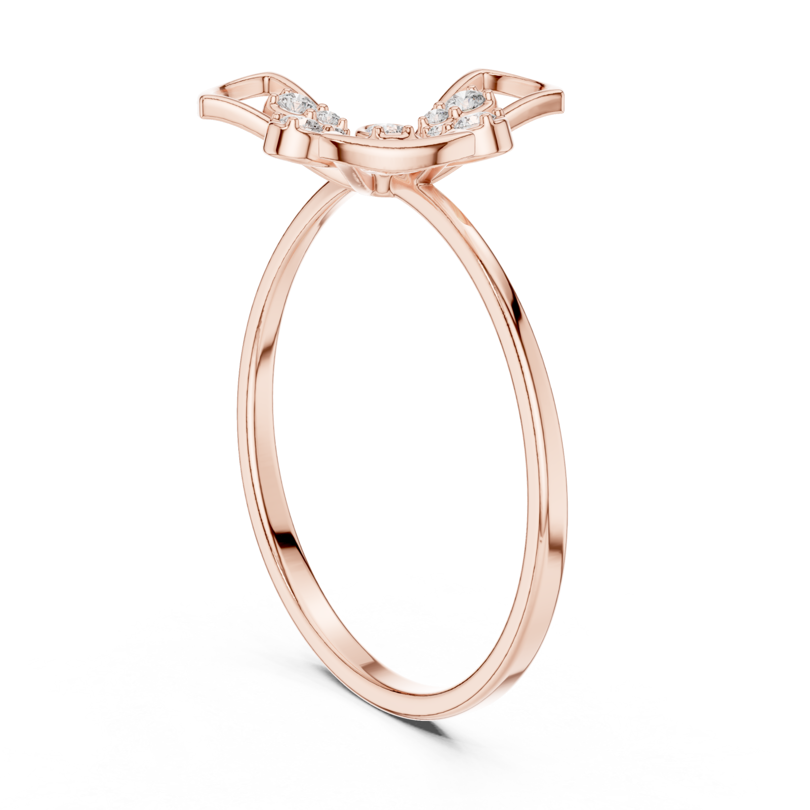  Rose Gold Petal Kiss Band Ring Left View