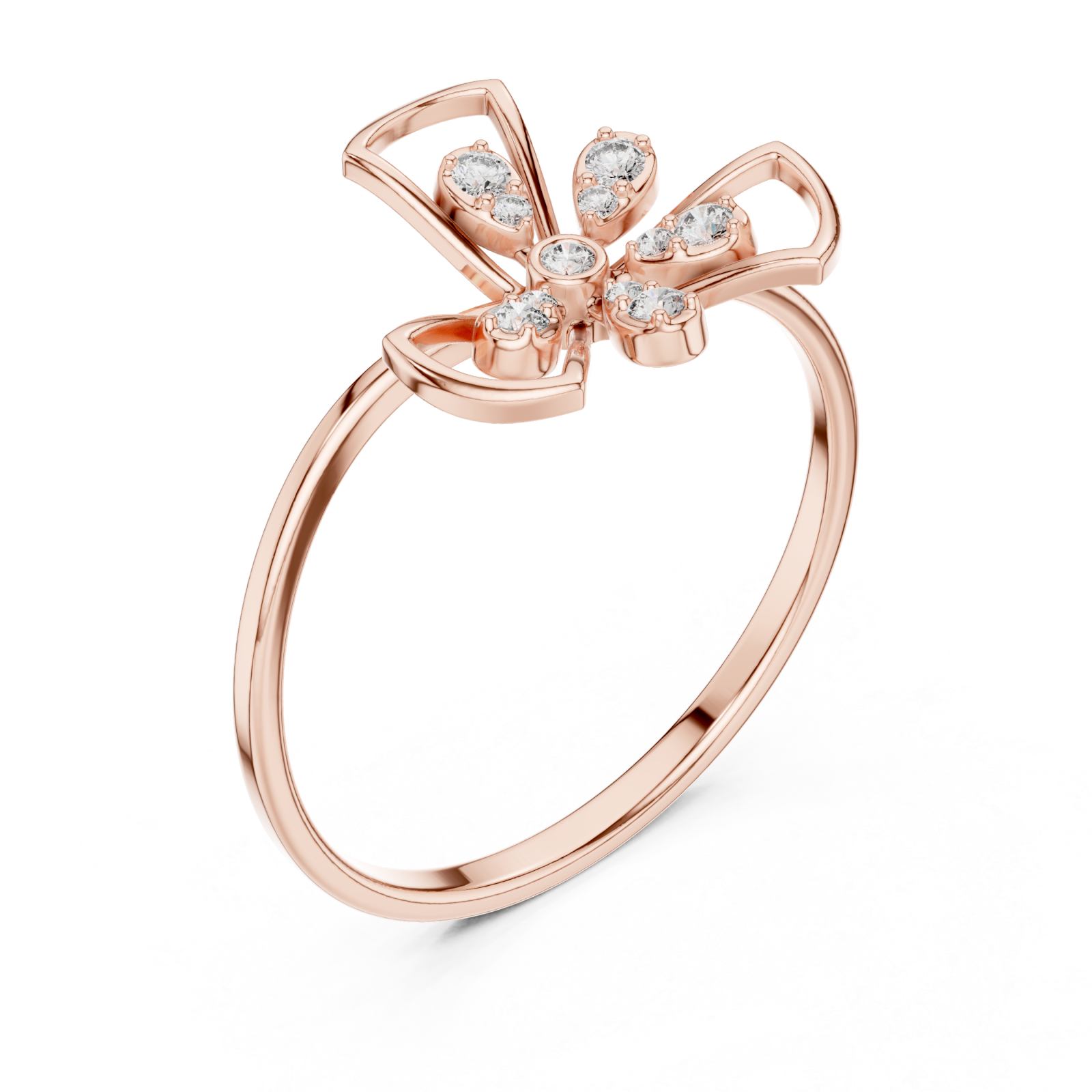  Rose Gold Petal Kiss Band Ring Right View