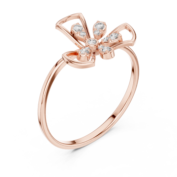  Rose Gold Petal Kiss Band Ring Right View