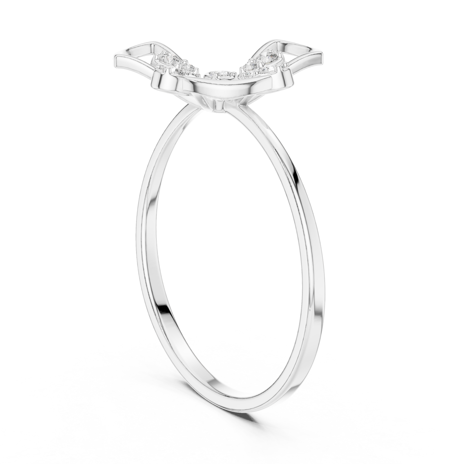  White Gold Petal Kiss Band Ring Left View