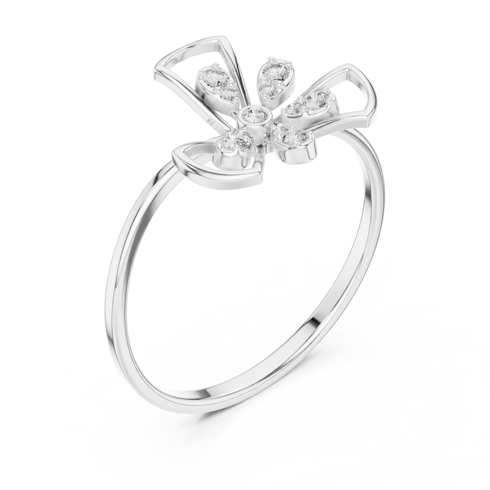 White Gold Petal Kiss Band Ring Right View