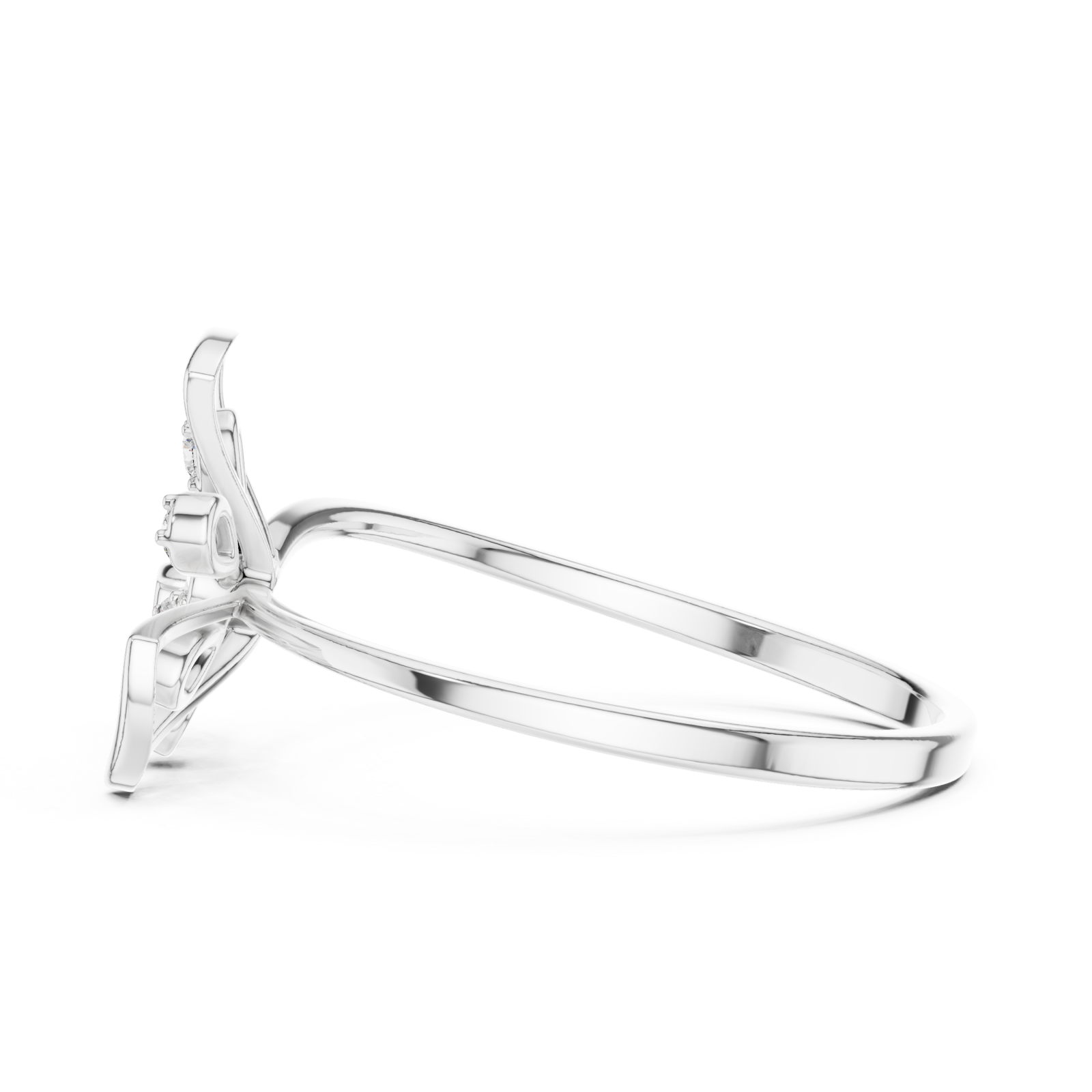  White Gold Petal Kiss Band Ring Side View