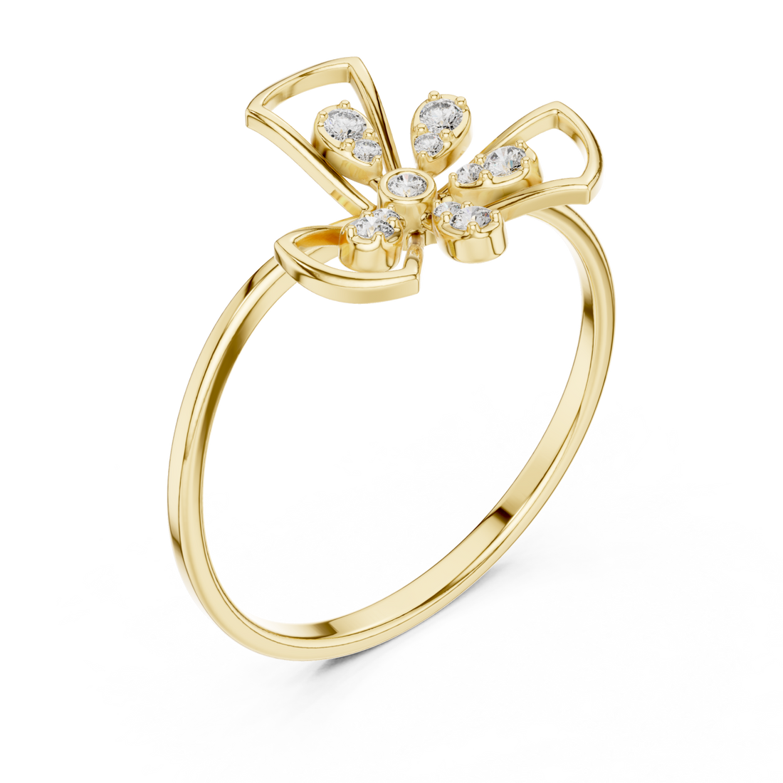 Gold Petal Kiss Band Ring Right View