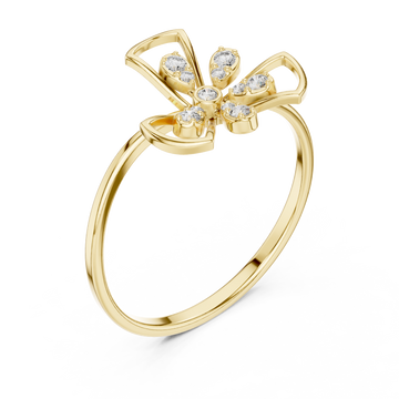 Gold Petal Kiss Band Ring Right View