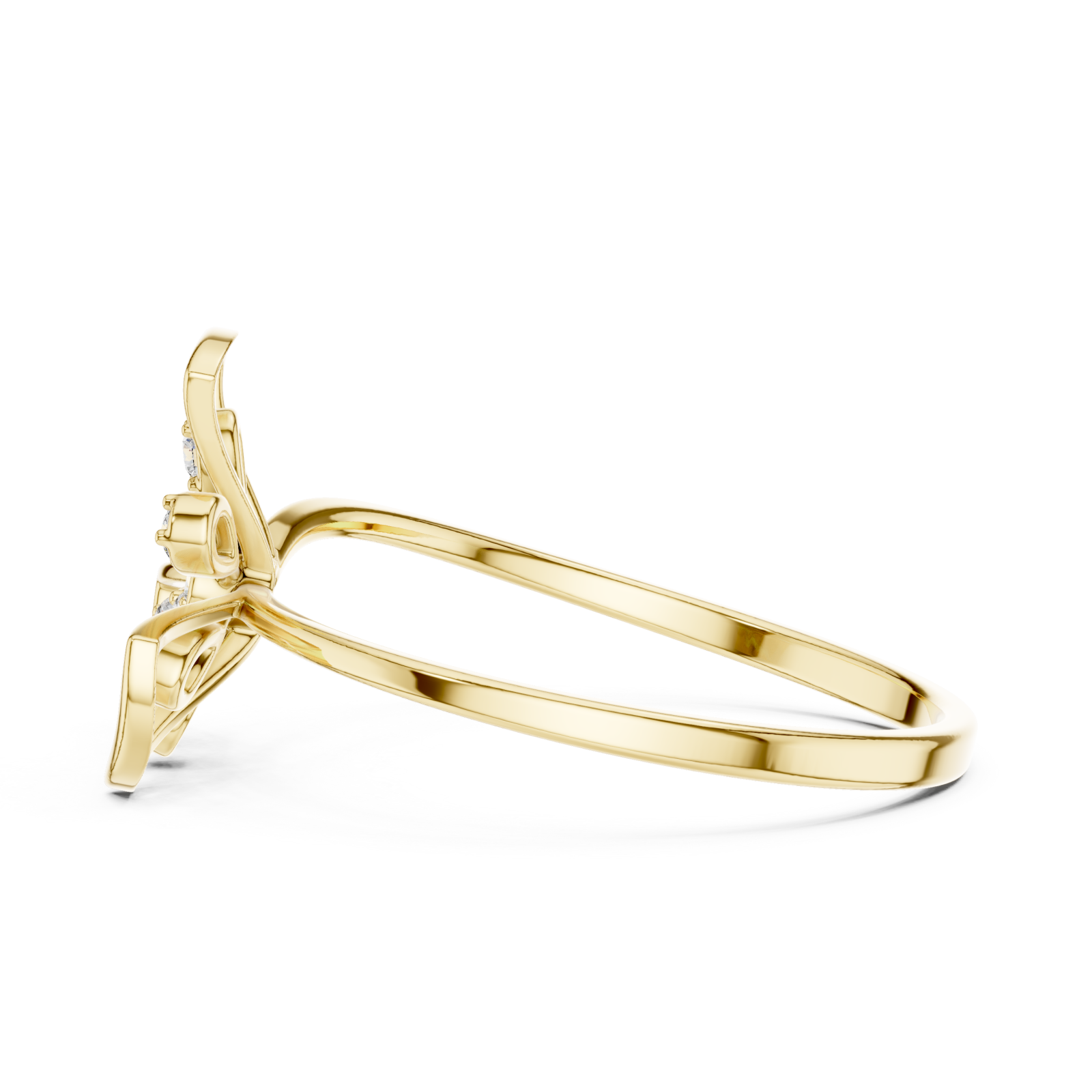  Gold Petal Kiss Band Ring Side View
