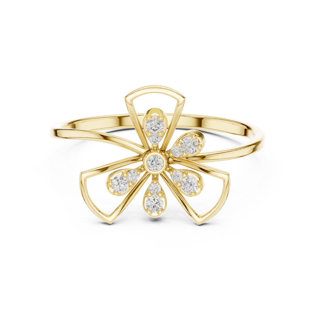 Gold Petal Kiss Band Ring Right View