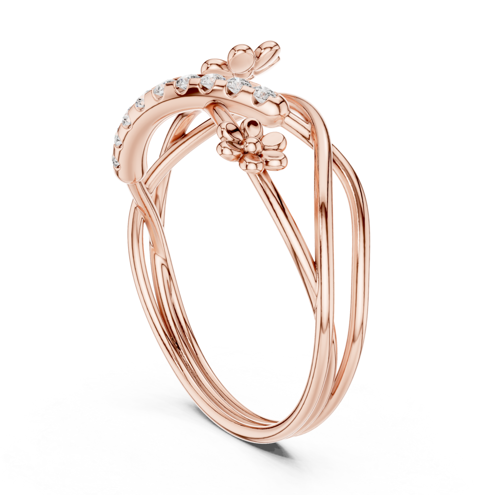  Rose Gold Dancing Blooms Harmony Statement Band Left View