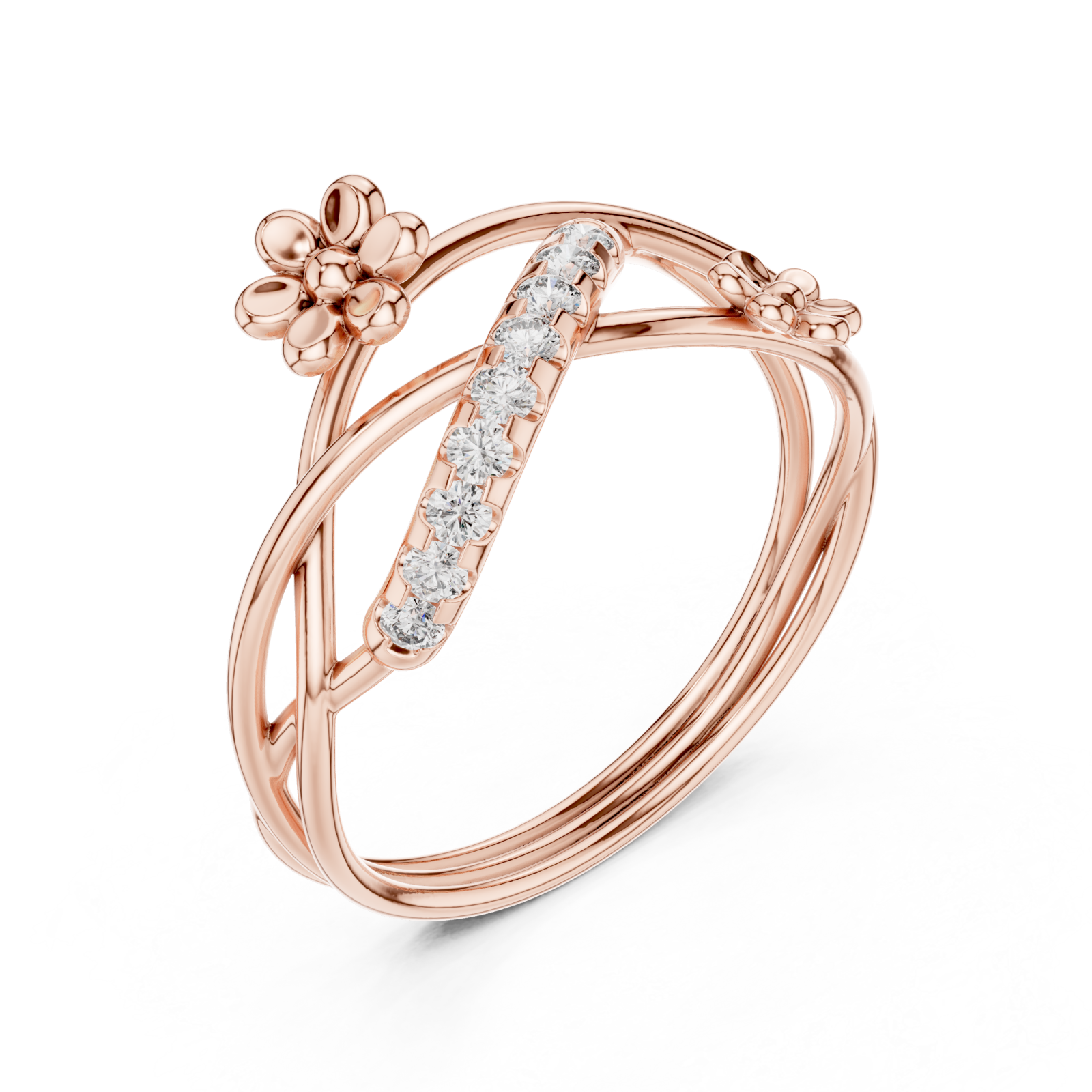  Rose Gold Dancing Blooms Harmony Statement Band Right View