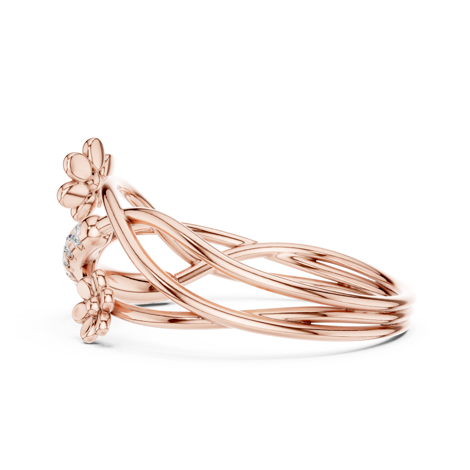  Rose Gold Dancing Blooms Harmony Statement Band Side View