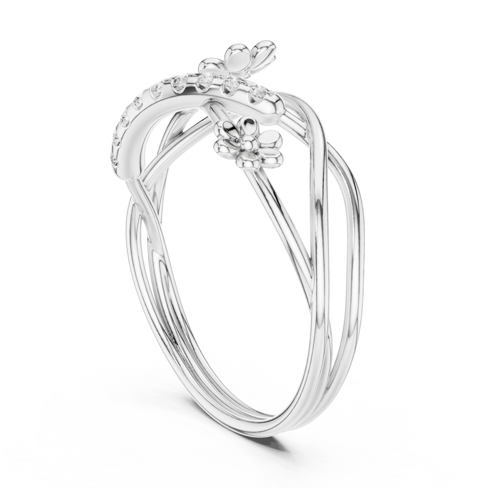  White Gold Dancing Blooms Harmony Statement Band Left View