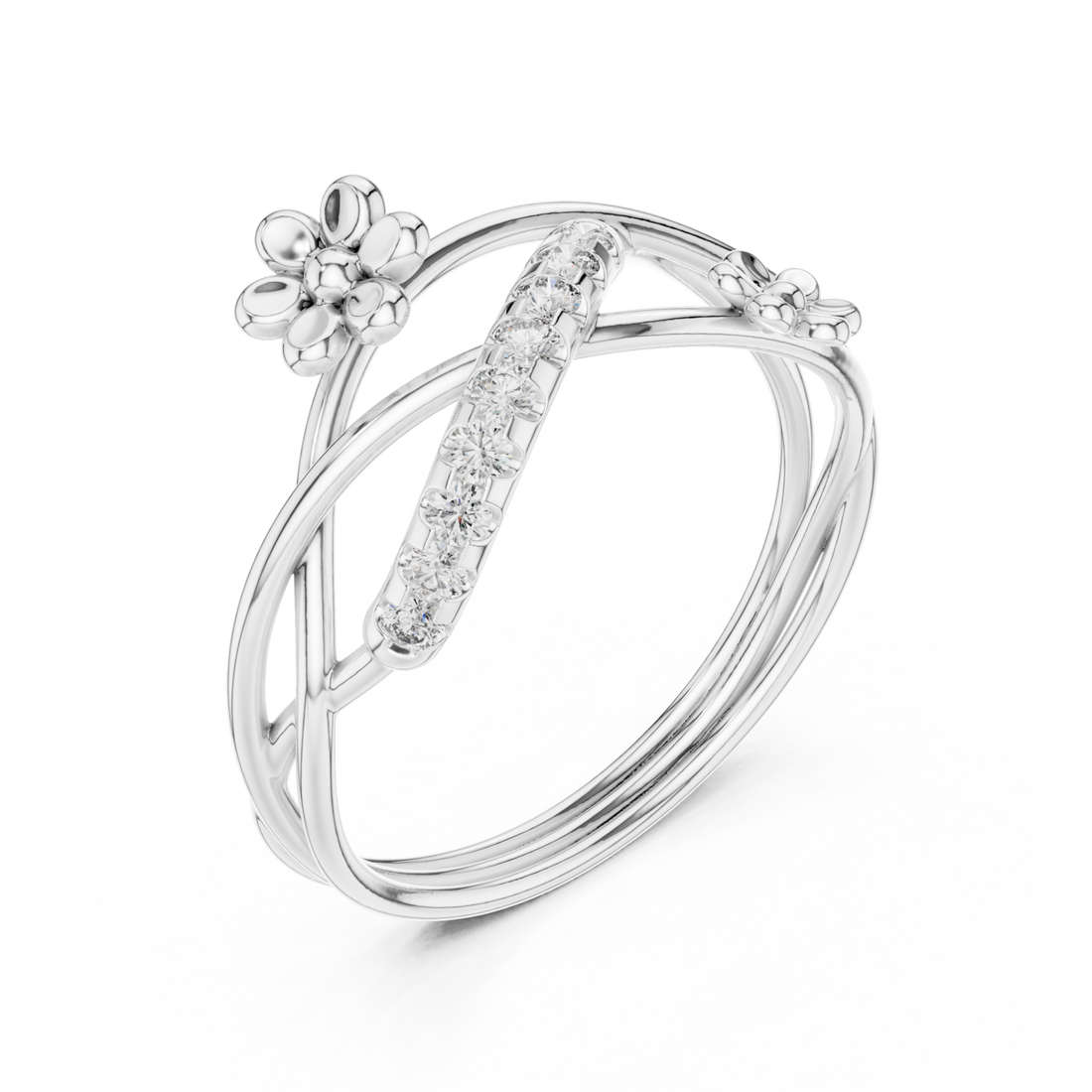  White Gold Dancing Blooms Harmony Statement Band Right View
