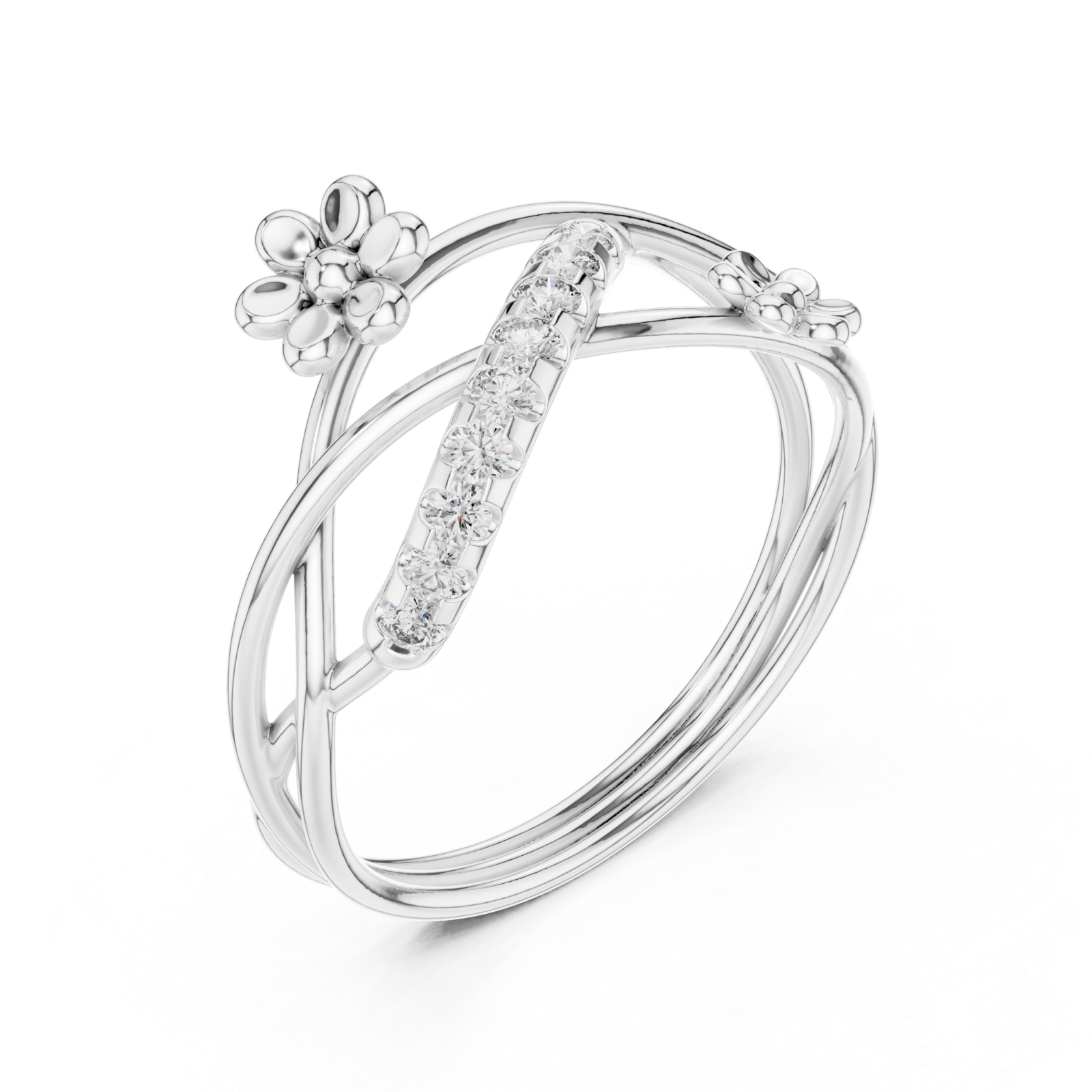  White Gold Dancing Blooms Harmony Statement Band Right View