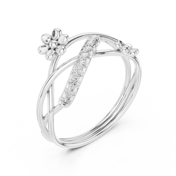  White Gold Dancing Blooms Harmony Statement Band Right View