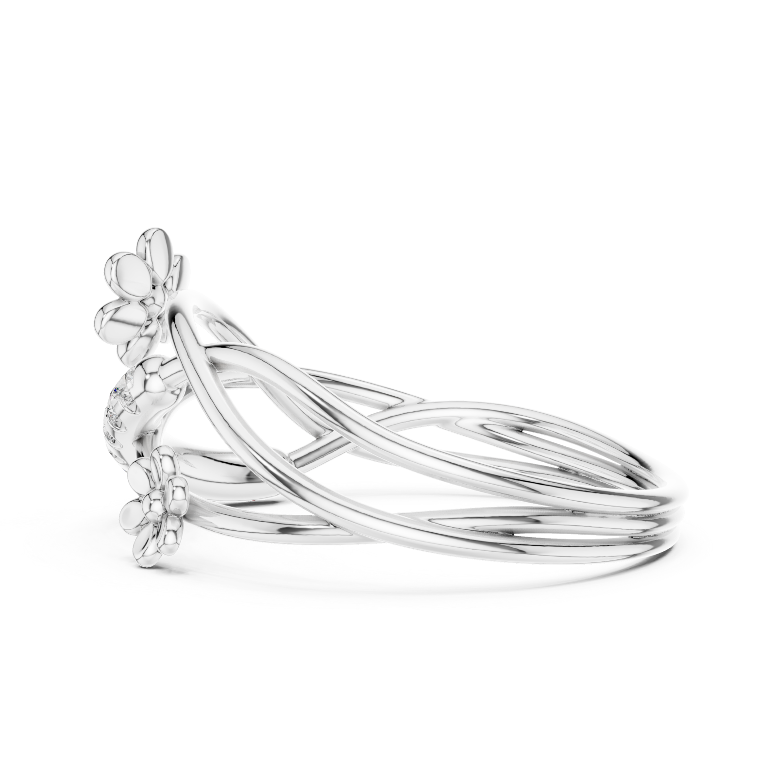  White Gold Dancing Blooms Harmony Statement Band Side View