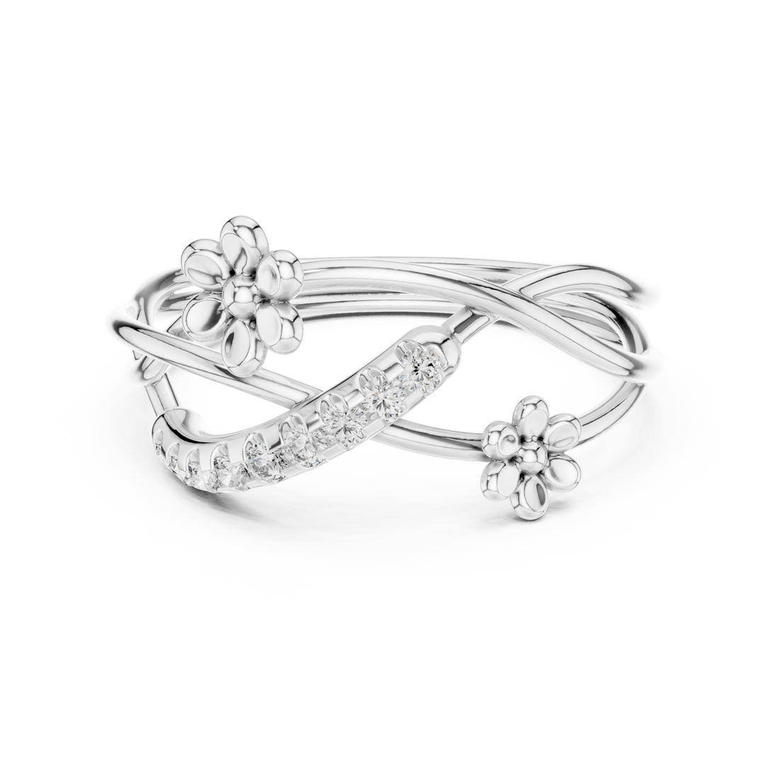  White Gold Dancing Blooms Harmony Statement Band Right View