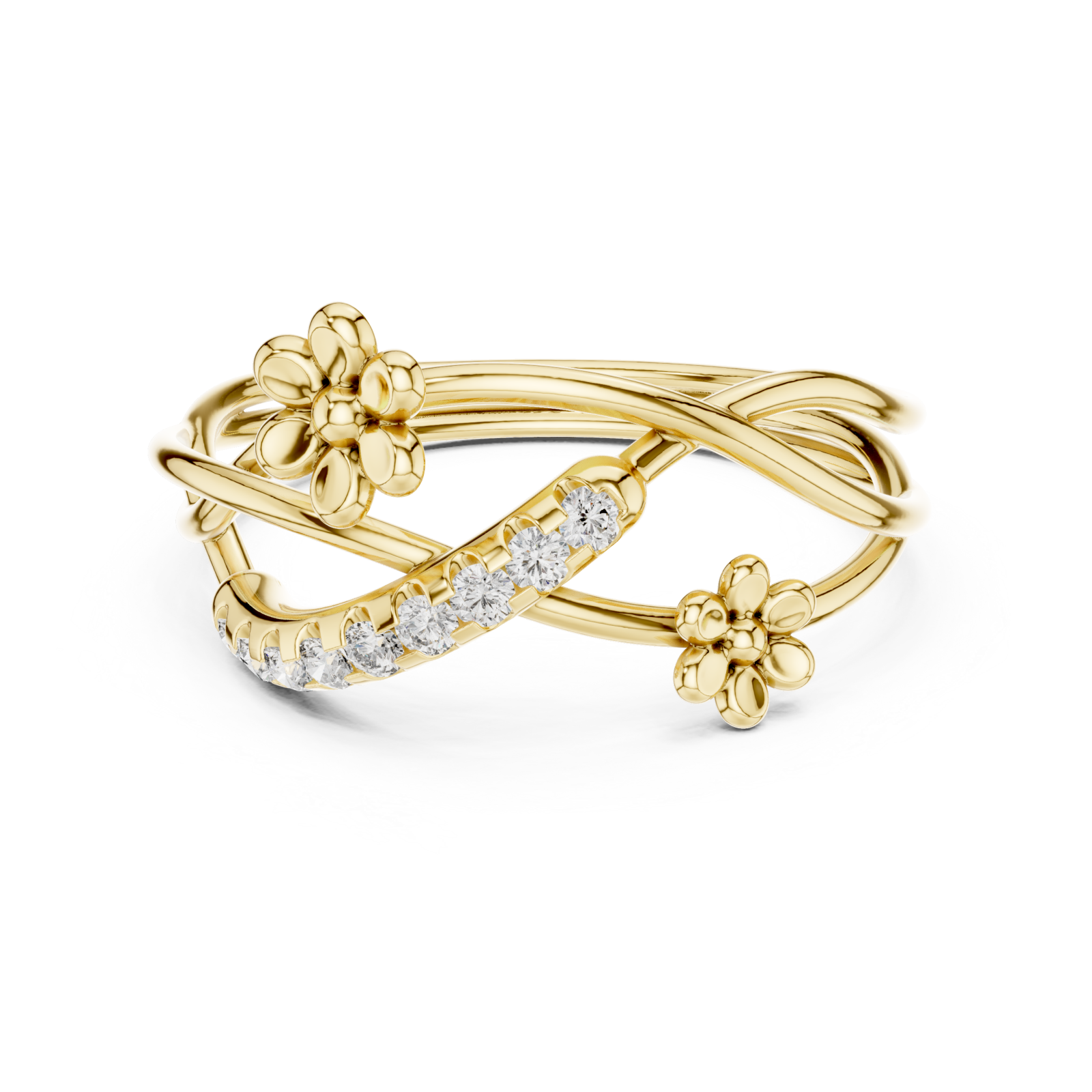  Gold Dancing Blooms Harmony Statement Band Front View