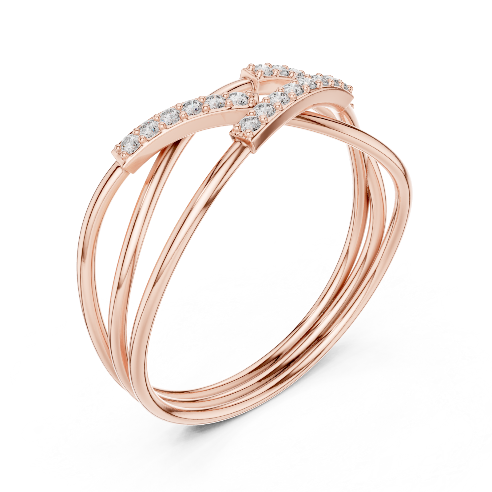  Rose Gold Radiant Loop Crossover Ring Right View