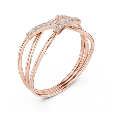 Rose Gold Radiant Loop Crossover Ring Right View