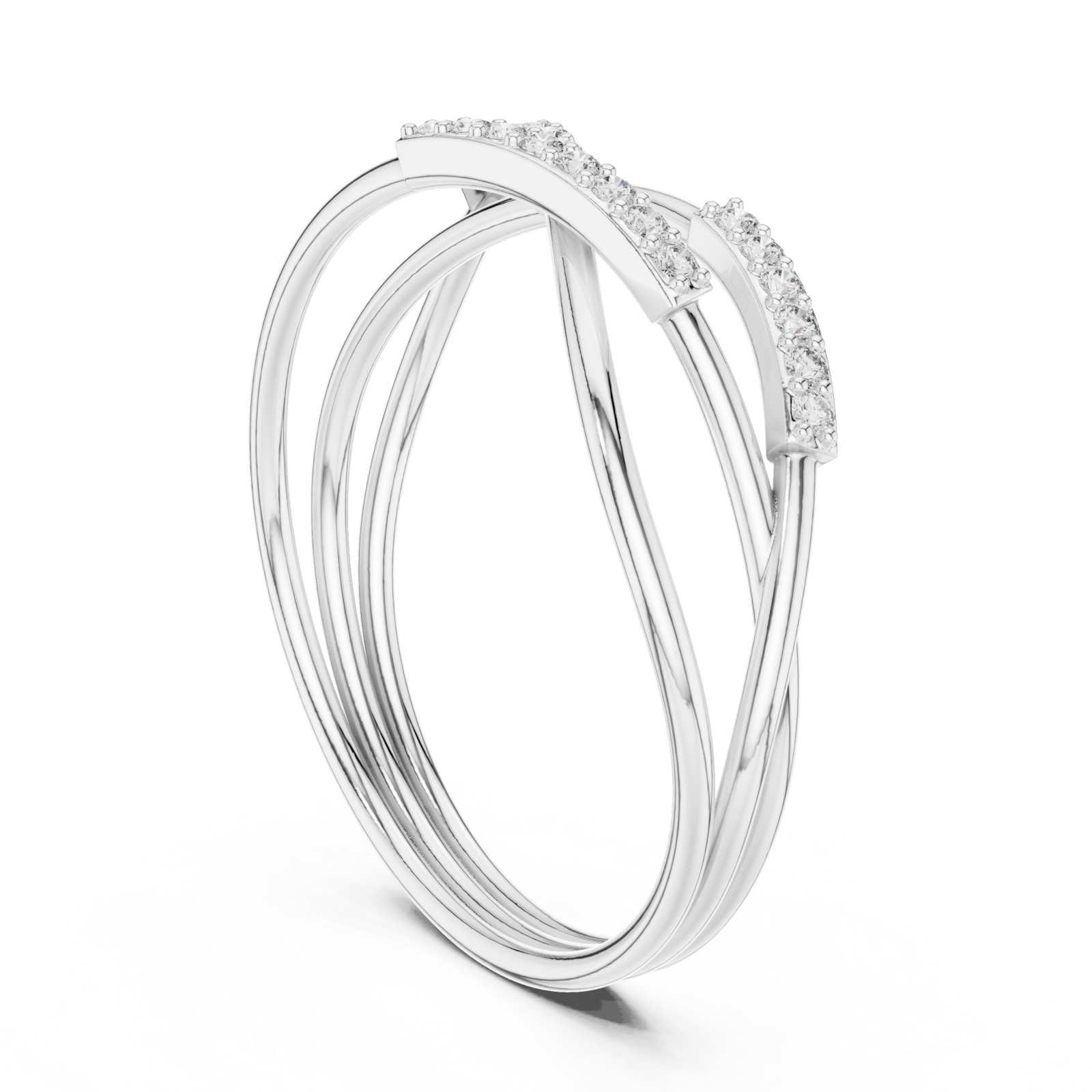  White Gold Radiant Loop Crossover Ring Left View
