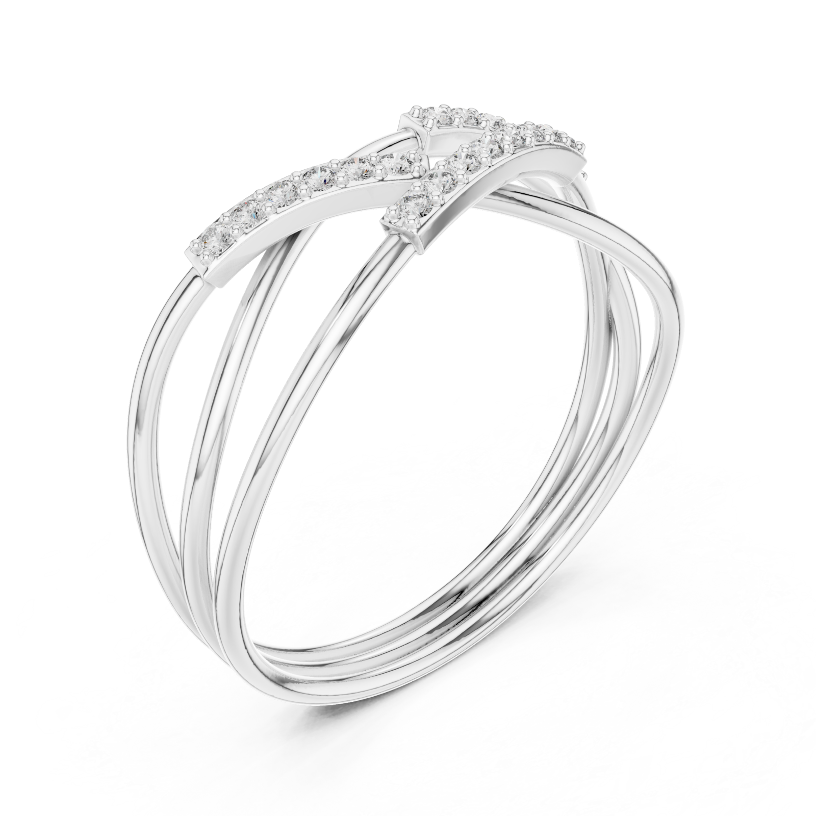  White Gold Radiant Loop Crossover Ring Right View