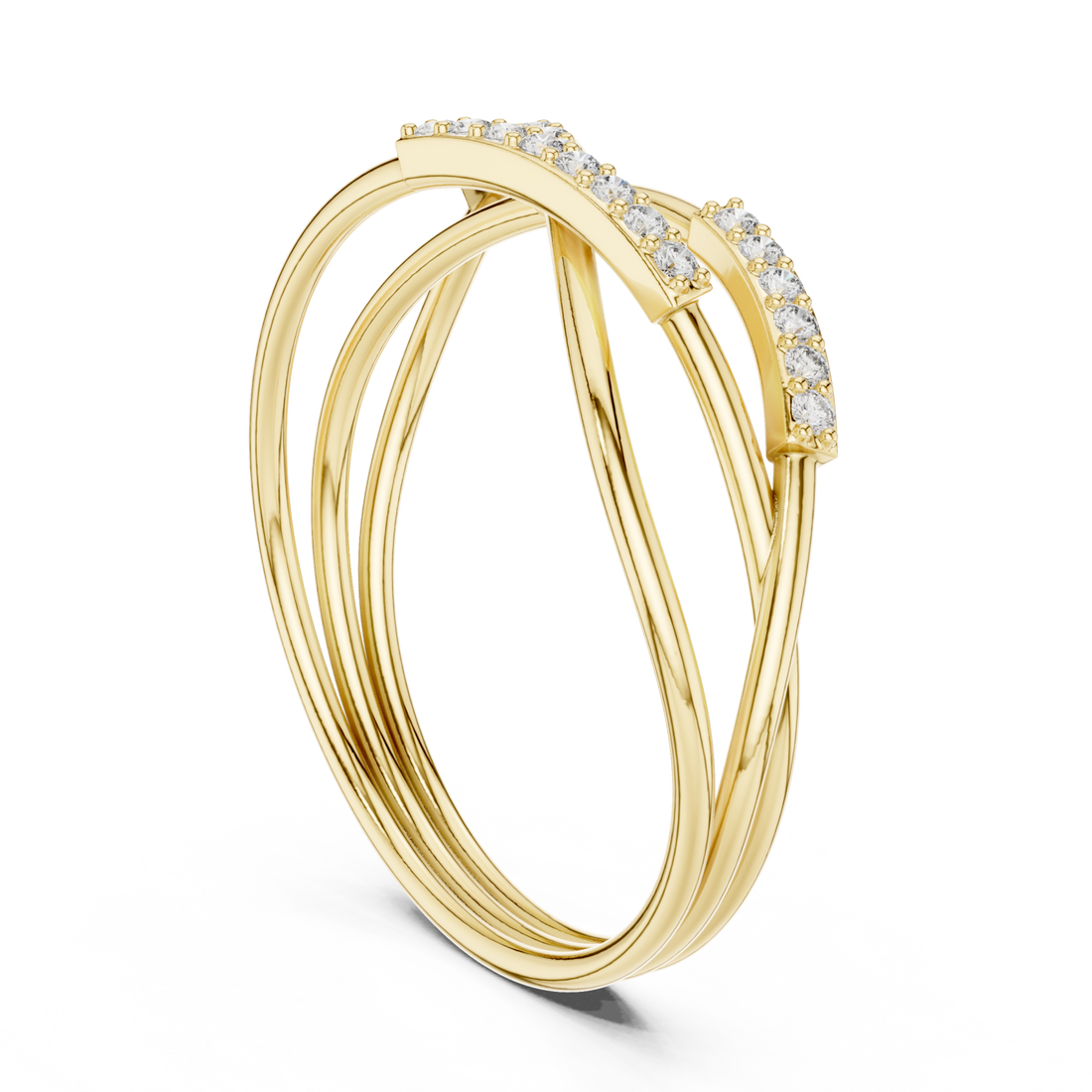 Gold Radiant Loop Crossover Ring Right View