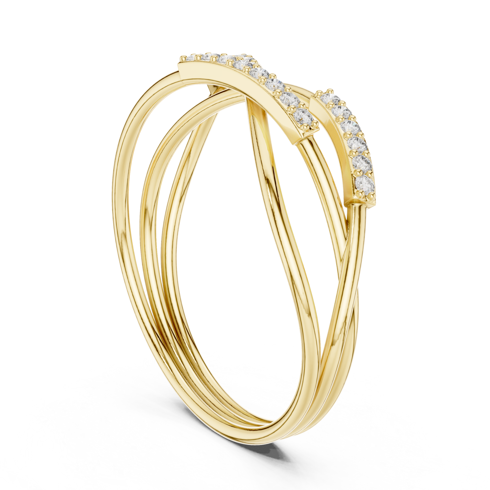  Gold Radiant Loop Crossover Ring Left View