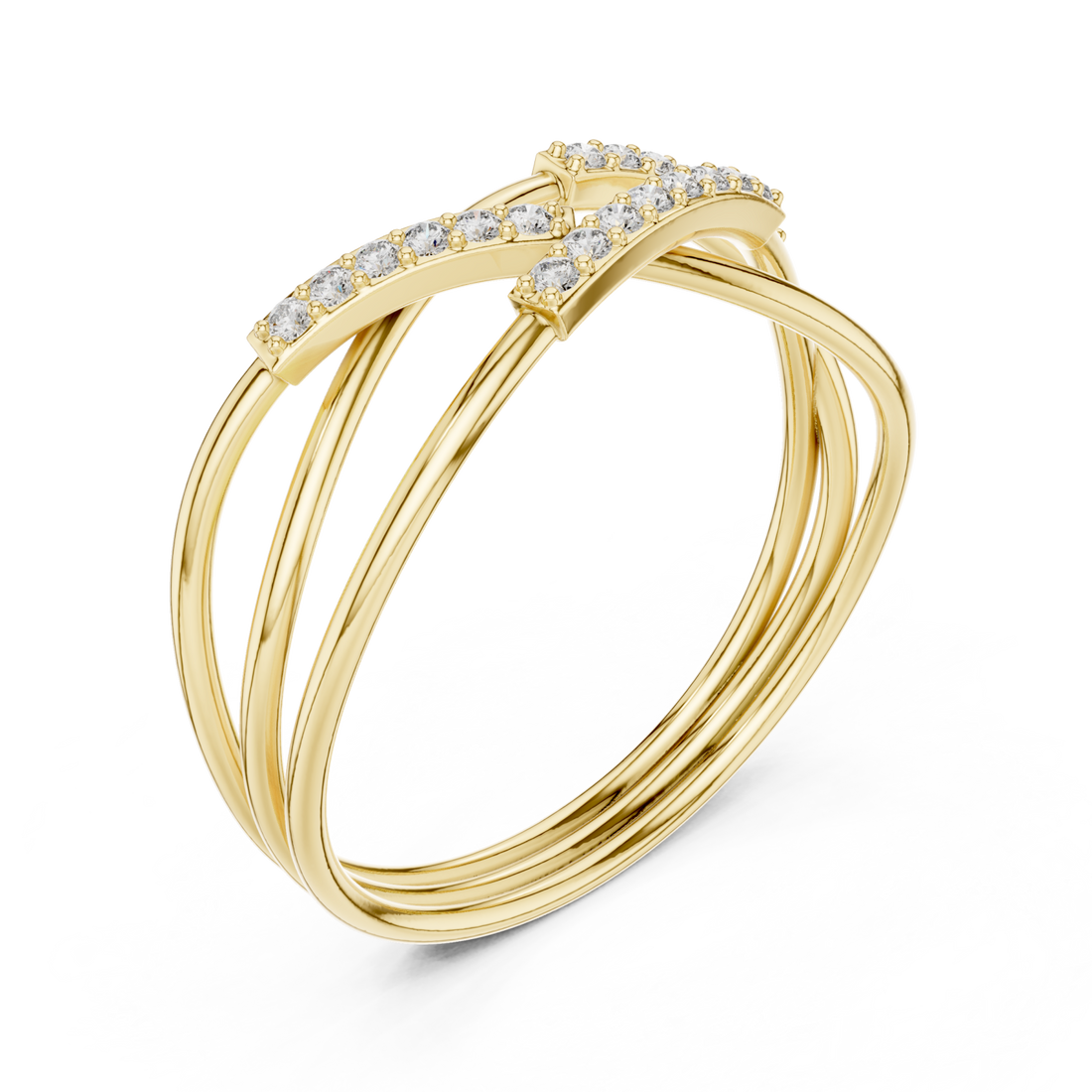 Gold Radiant Loop Crossover Ring Right View