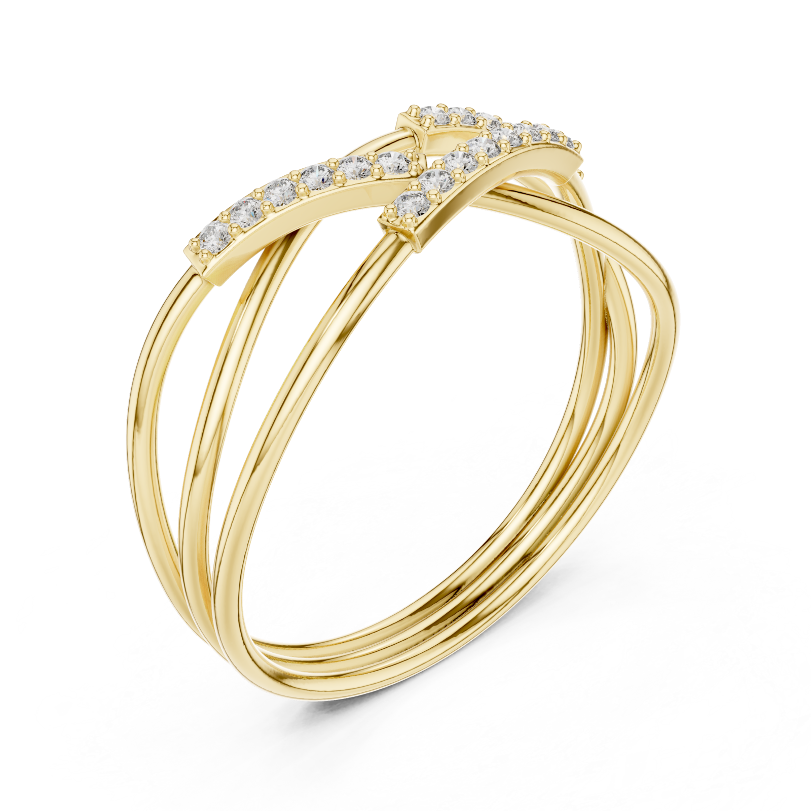 Gold Radiant Loop Crossover Ring Right View
