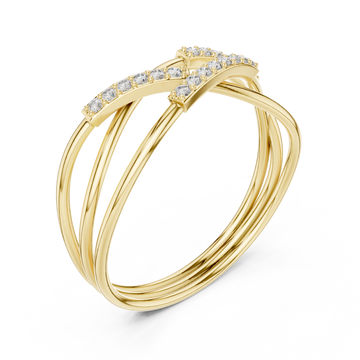 Gold Radiant Loop Crossover Ring Right View