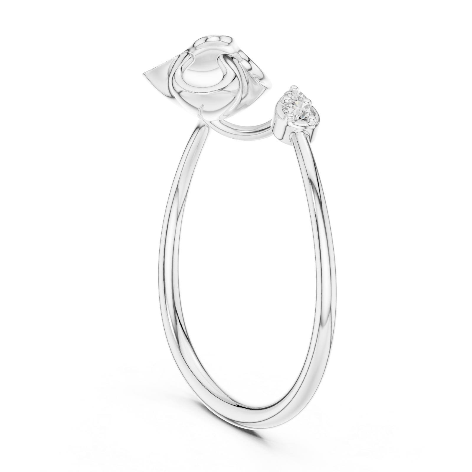  White Gold Charmed Whisper Ring Left View
