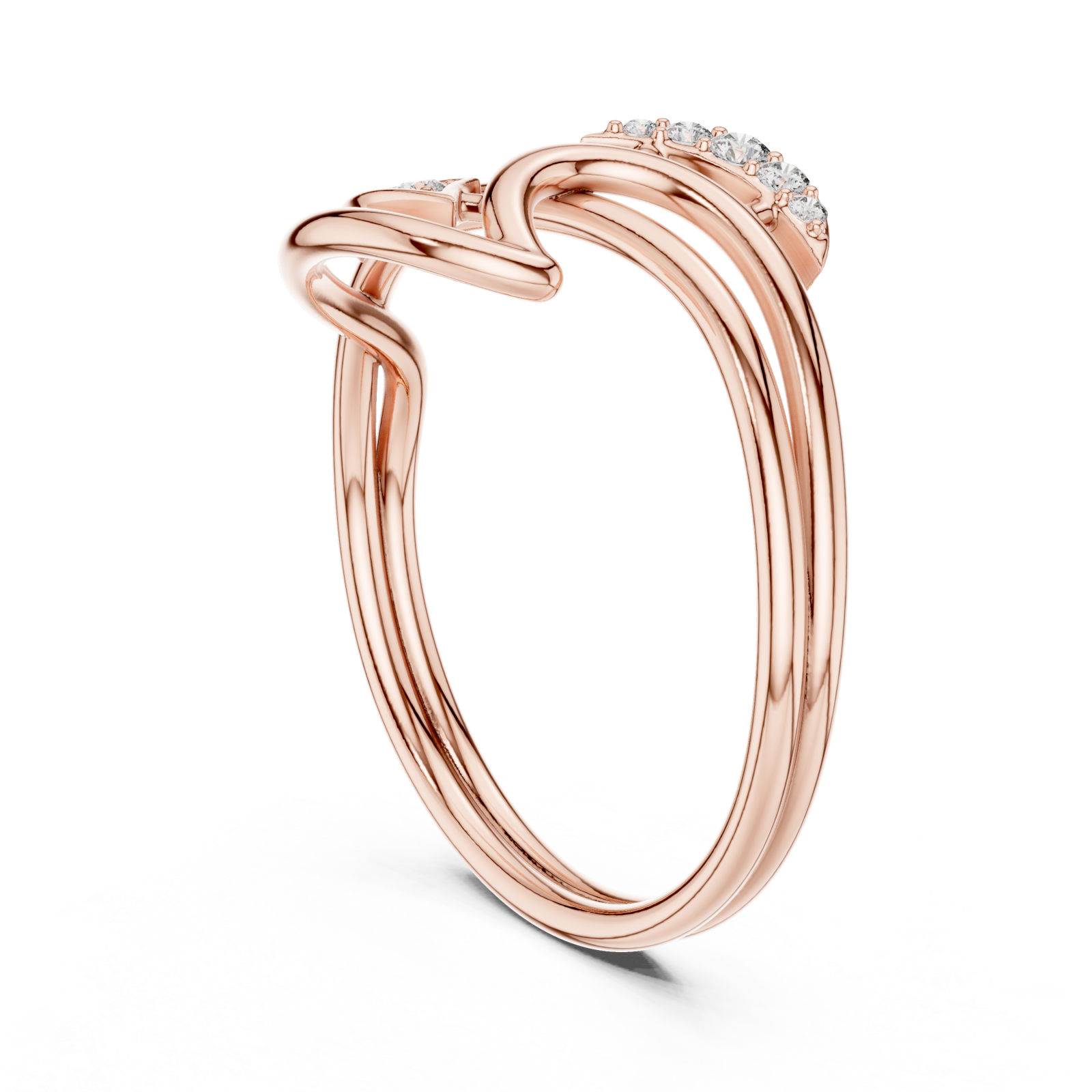  Rose Gold Infinite Grace Interlace Bypass Ring Left View