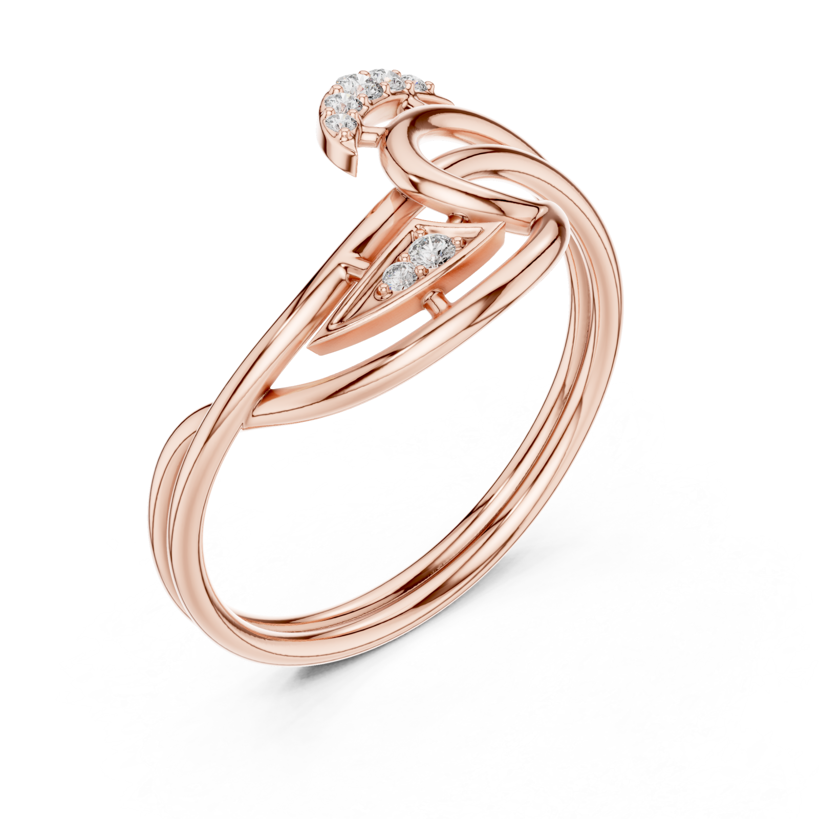  Rose Gold Infinite Grace Interlace Bypass Ring Right View