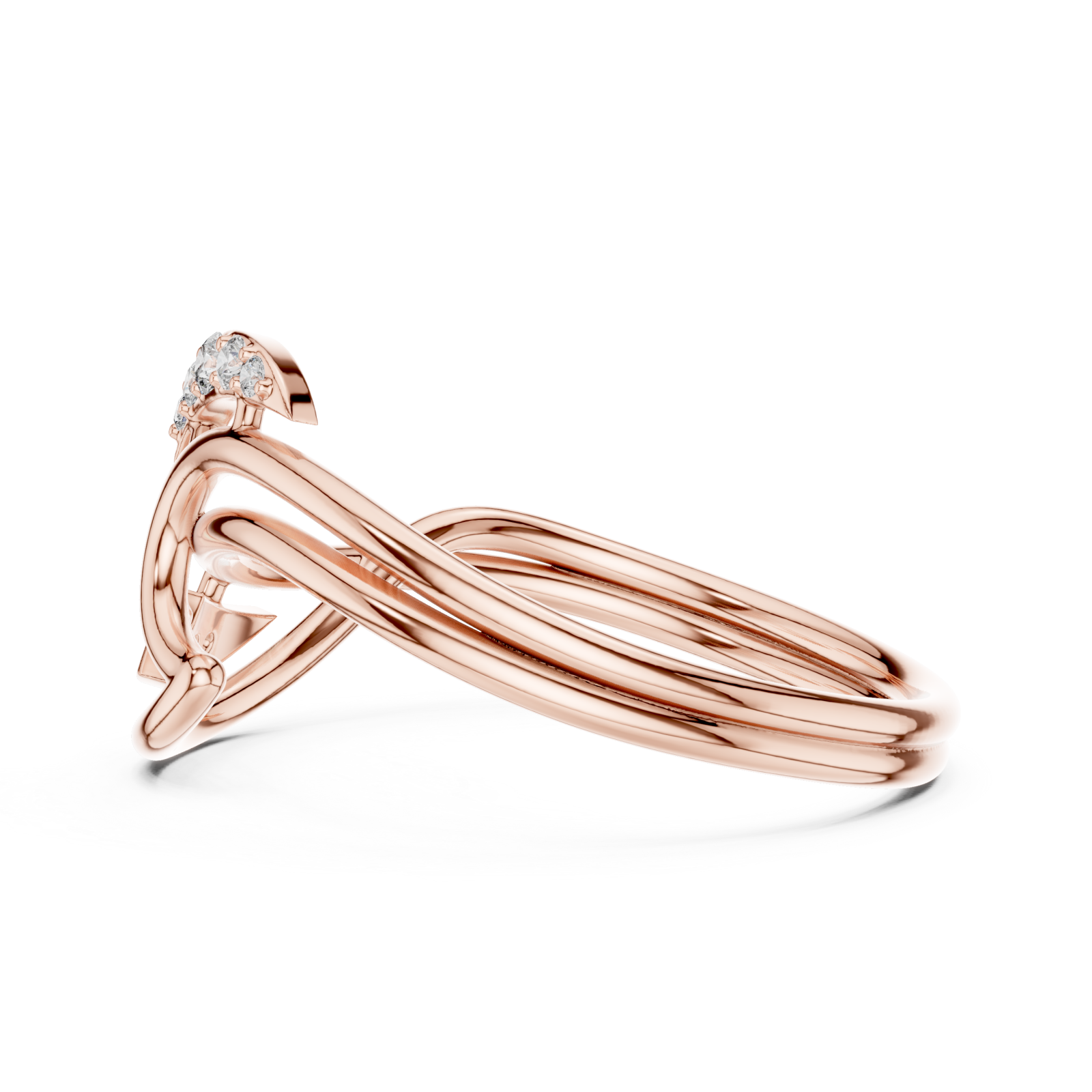  Rose Gold Infinite Grace Interlace Bypass Ring Side View