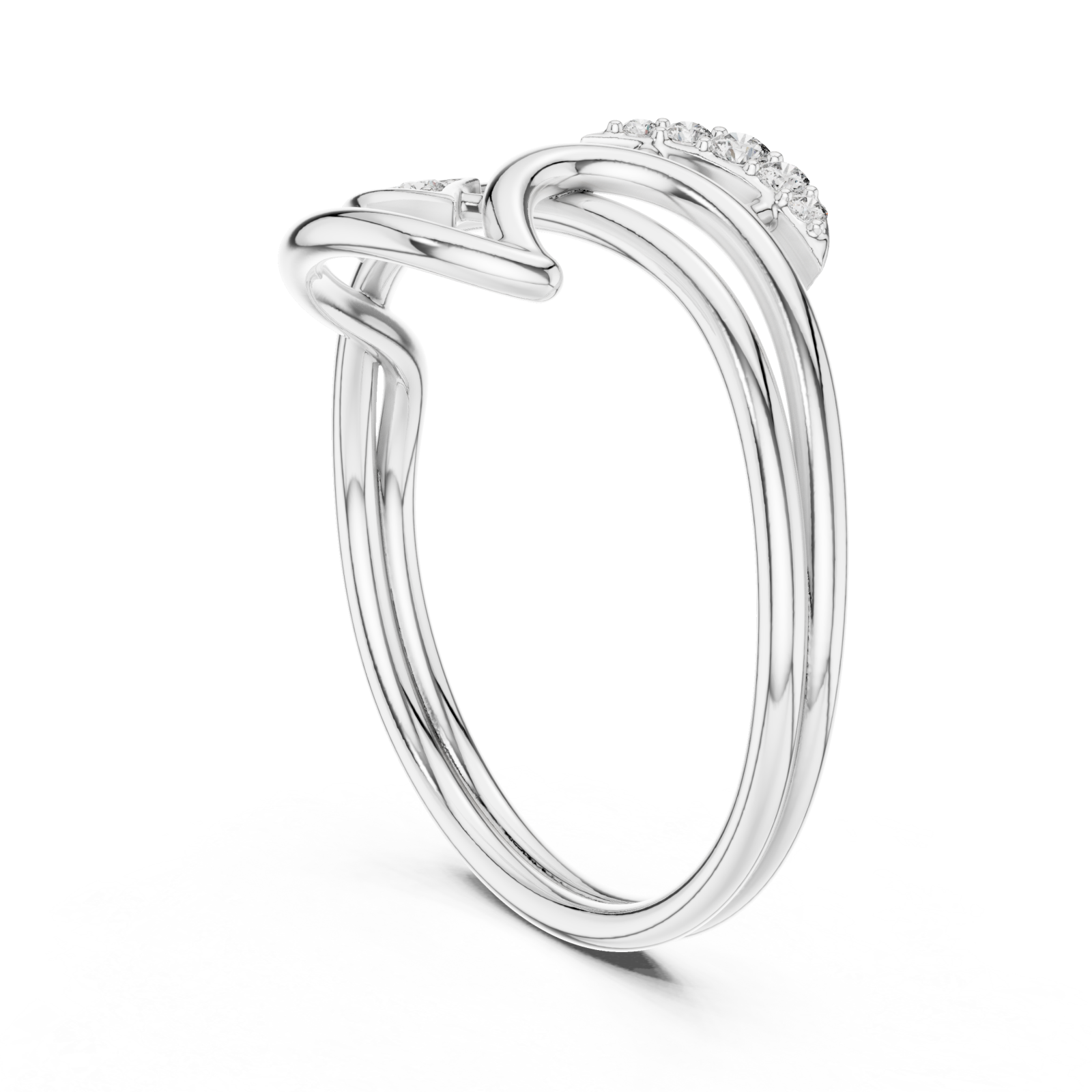  White Gold Infinite Grace Interlace Bypass Ring Left View