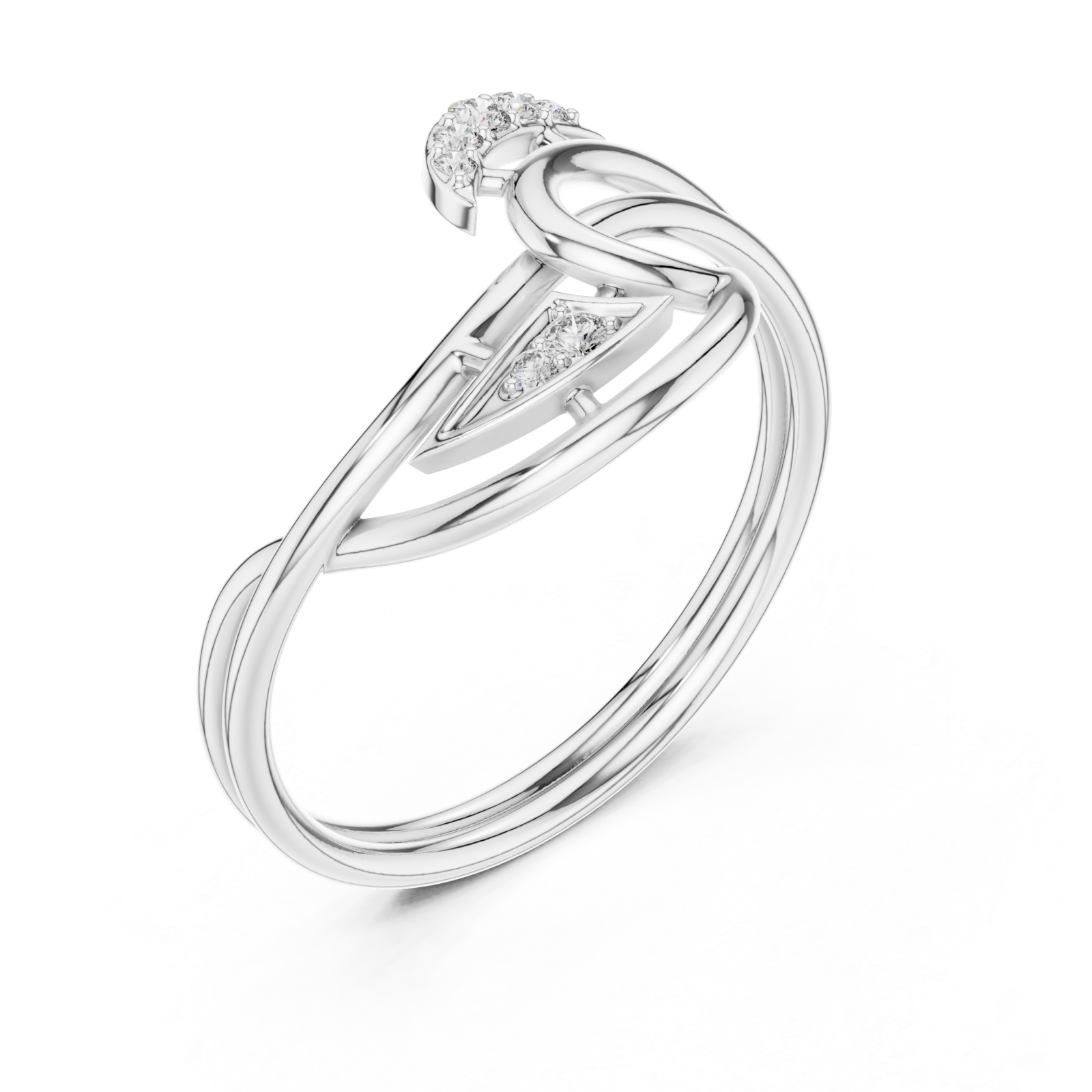  White Gold Infinite Grace Interlace Bypass Ring Right View
