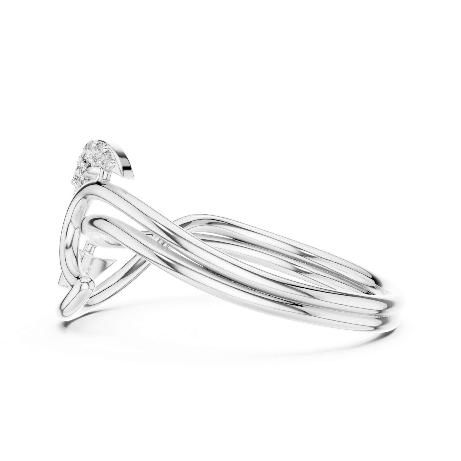  White Gold Infinite Grace Interlace Bypass Ring Side View