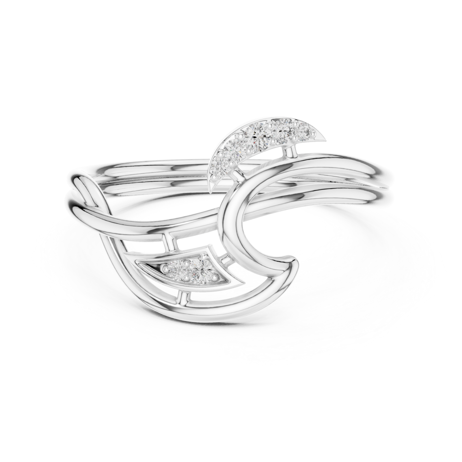  White Gold Infinite Grace Interlace Bypass Ring Front View