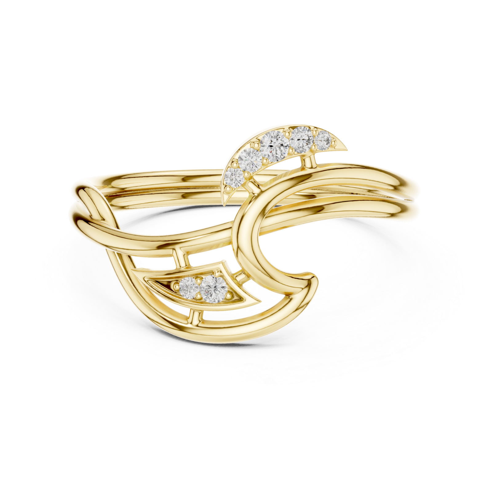 Gold Infinite Grace Interlace Bypass Ring Front View