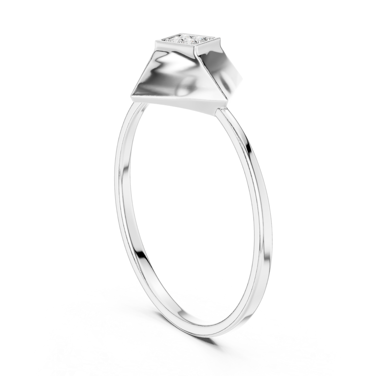  White Gold Sculpted Horizon Modern Band Left View