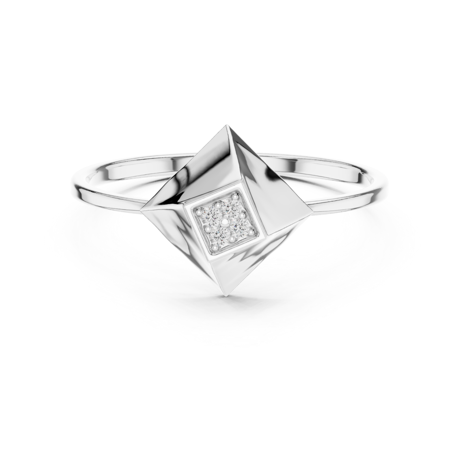  White Gold Sculpted Horizon Modern Band Front View